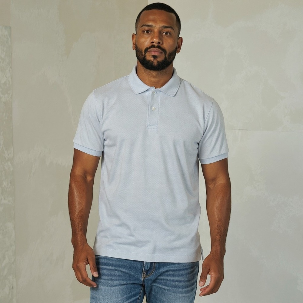 Buck Mason Slub Knit Polo Shirt Glacier Grey Short Sleeve Mens L New With Tags